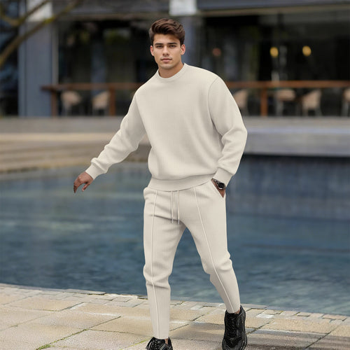 Trendy men's jogger set with textured top and slim-fit pants Amarae