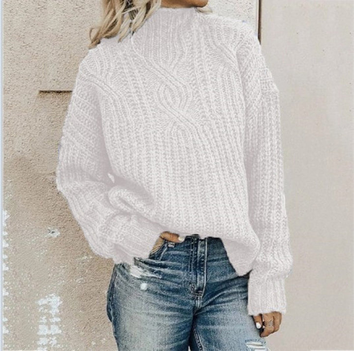 Pull en tricot pour femmes avec col haut et surface texturée Chic & Stil