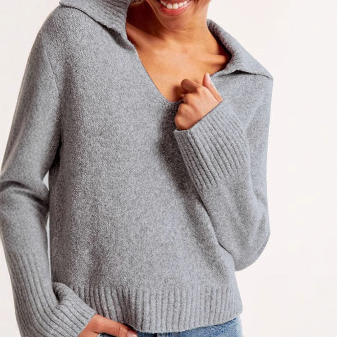 Pull femme avec large col et texture de poignet côtelé Chic & Stil