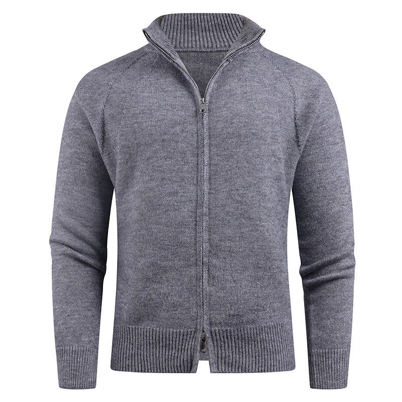 High-quality knit jacket for men with modern zip and stand-up collar Lune London