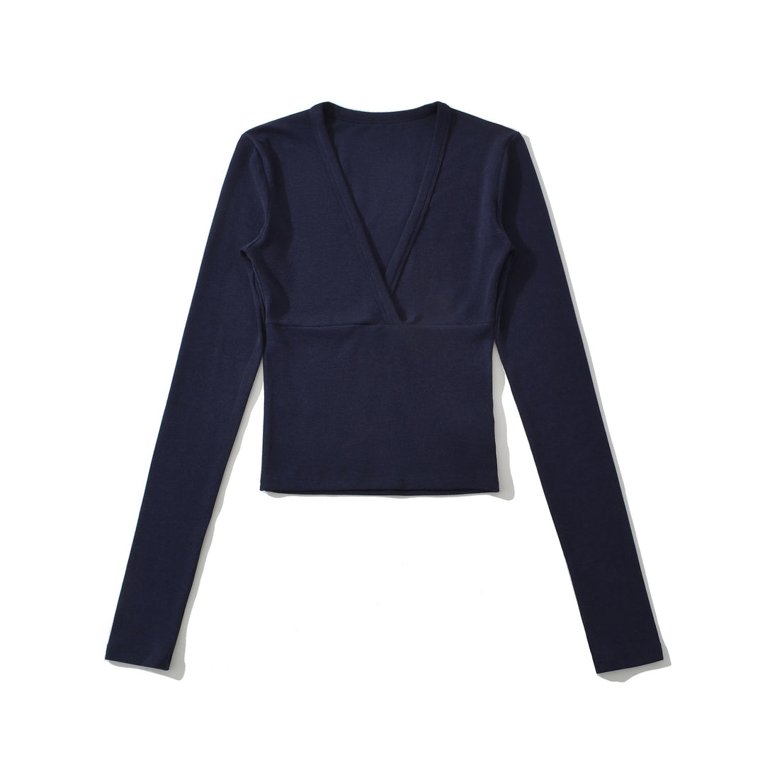 Women's wrap shirt with V-neck and fitted dividing seam Amarae