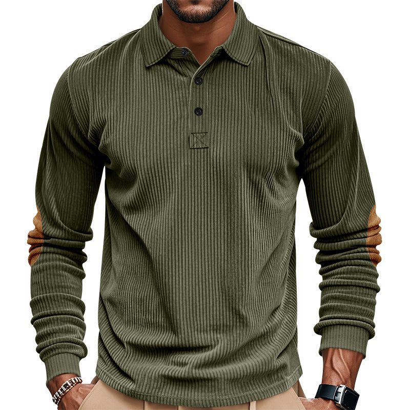 Men's long-sleeve shirt in textured material with fashionable elbow patches Lune London