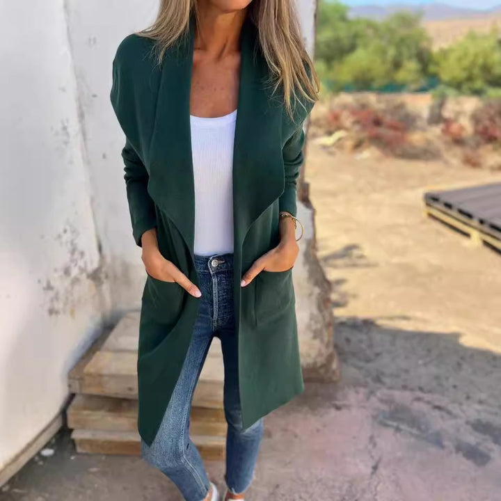 Ladies oversized wrap jacket with structured design and elegant details Lune London