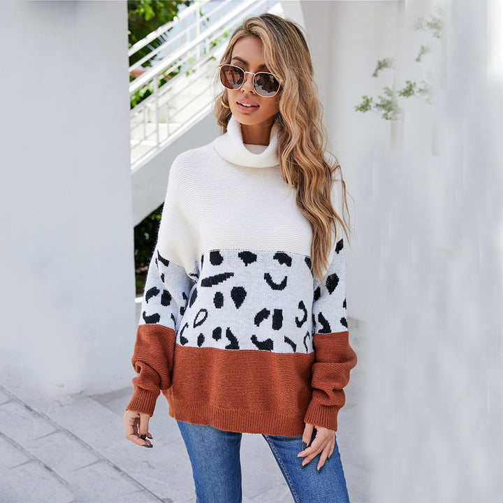 Pull tendance et confortable pour femmes avec col montant et motif animal Chic & Stil