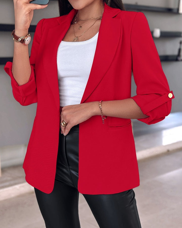 Trendy women's blazer with rolled-up sleeves and practical pockets Lune London