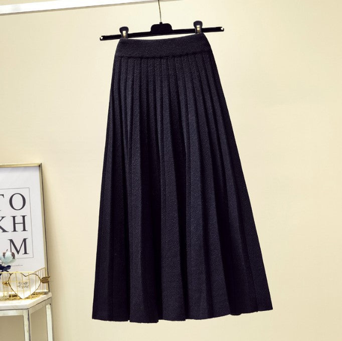Lune London High-Quality Knit Fabric Pleated Maxi Skirt for Women