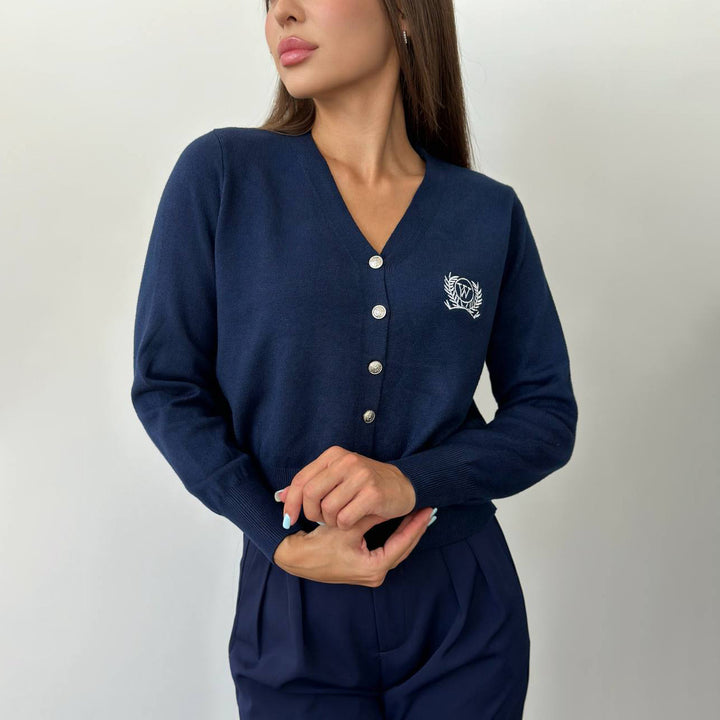 Women elegant cardigan with button details and V-neck Lune London