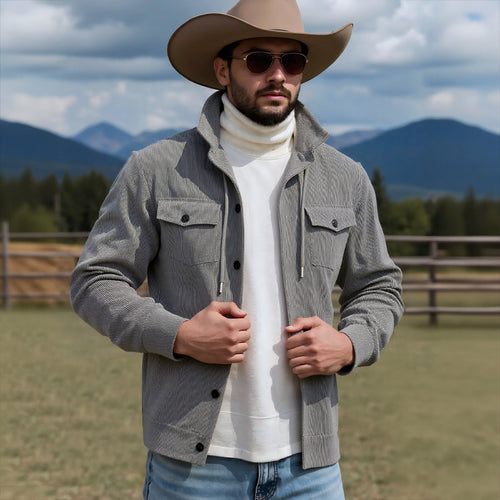 Men's cord jacket with practical chest pockets and drawstring Chic and style