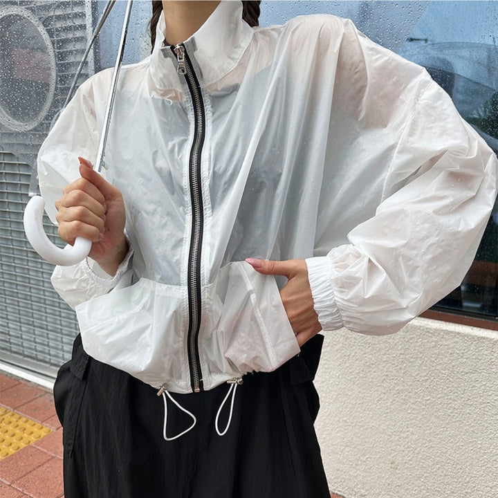 Ladies transparent windbreaker with zipper Chic & Stil