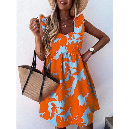 Robe d'été pour femme avec des détails en volants et un motif floral Chic & Stil
