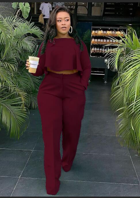 Ladies elegant cropped set with wide leg pants Lune London