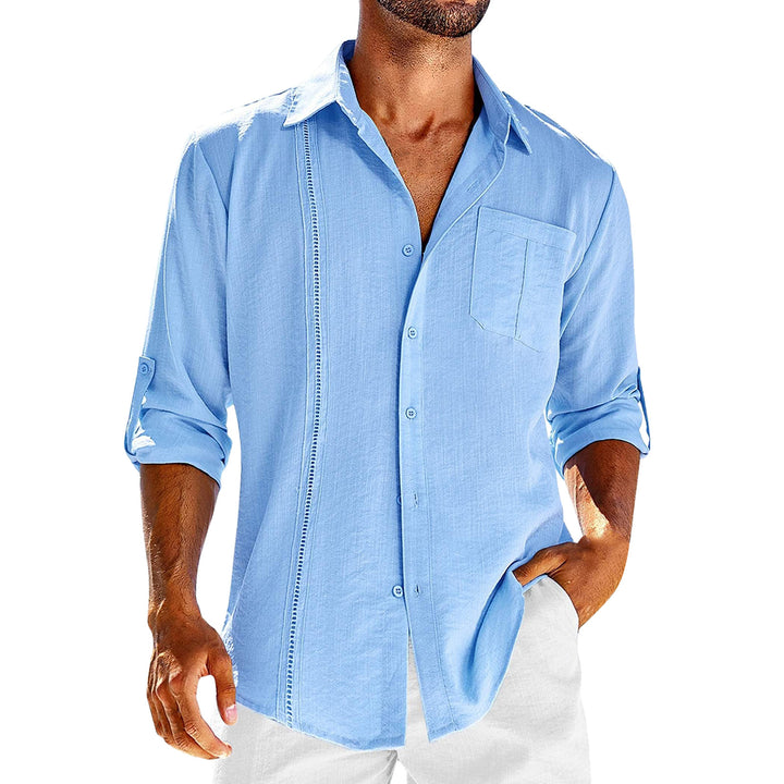 Casual long sleeve shirt for men with decorative button placket and chest pocket Lune London