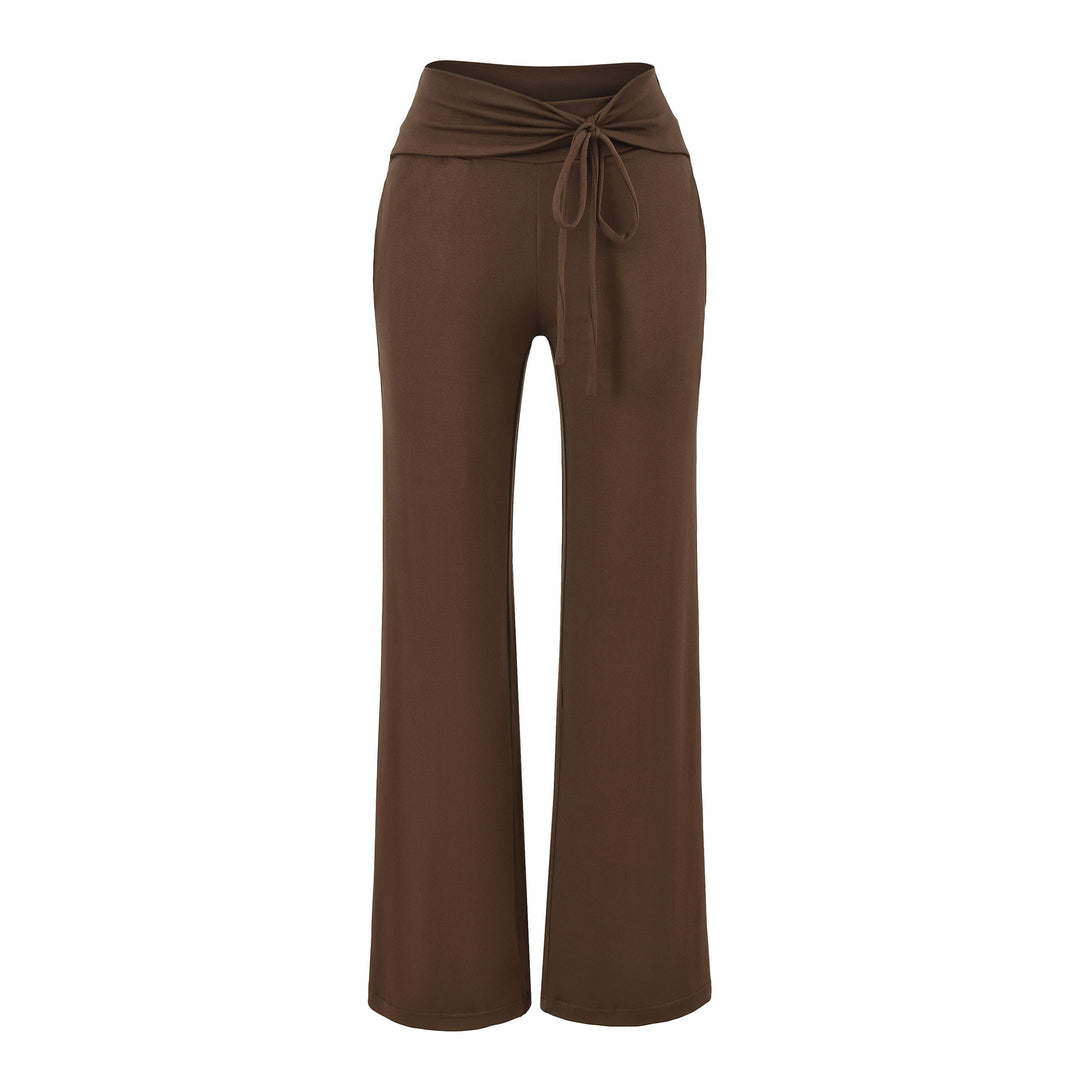 Women's Wide Jersey Lounge Pants with Folded Waistband and Drawstring Amarae