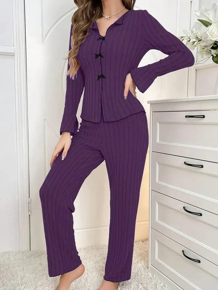 Ladies Luxurious Pajama Set with Fine Amarae Stripes