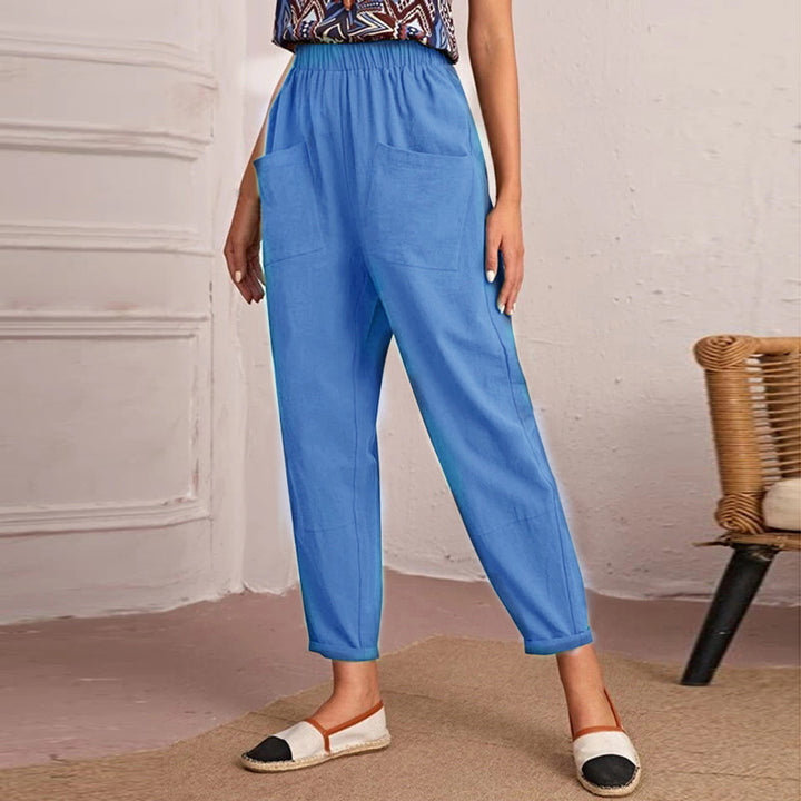 Ladies Comfortable Summer Pants with Elastic Waist and Practical Pockets Lune London