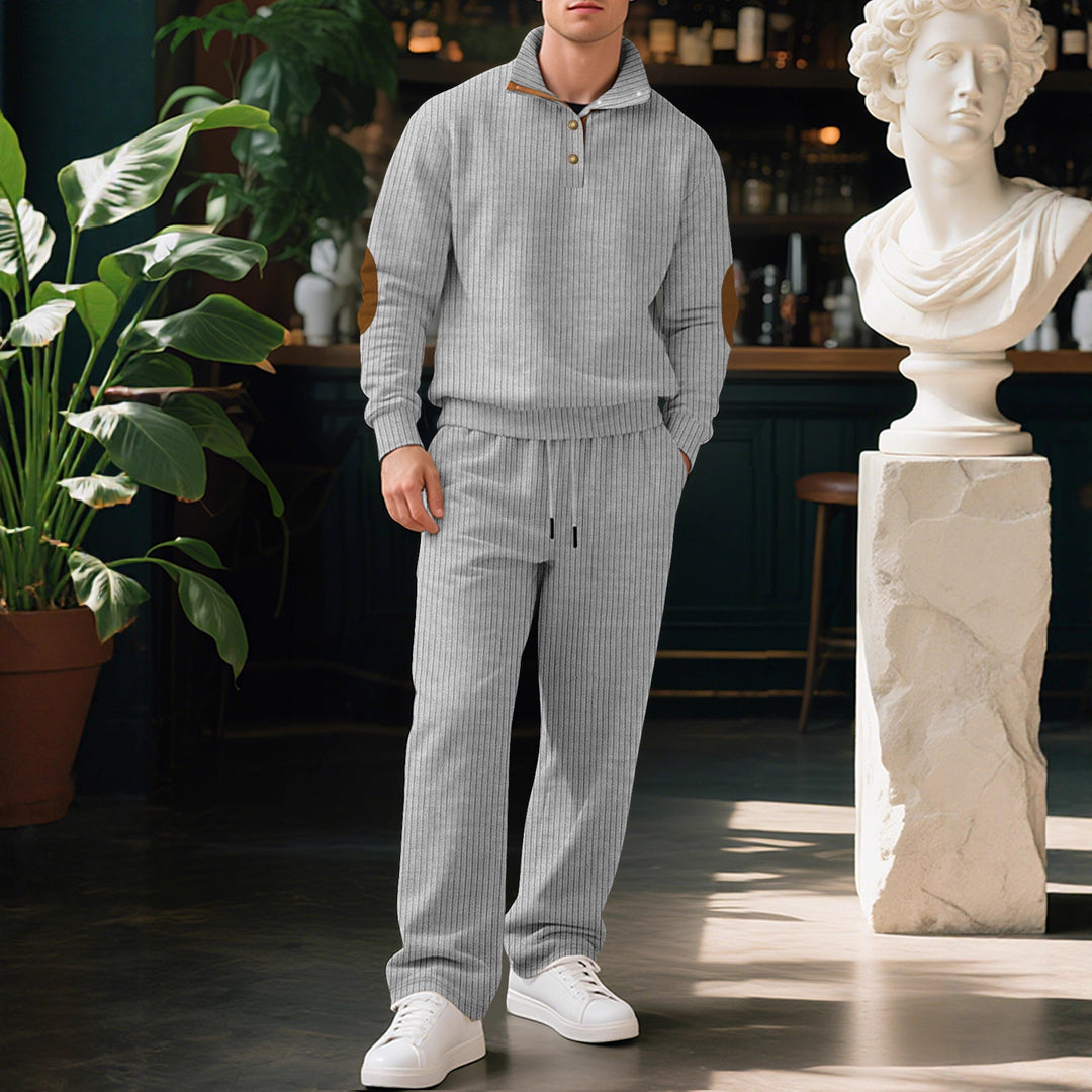 Men's sporty sweatshirt with an innovative button placket design and chic and stylish accents