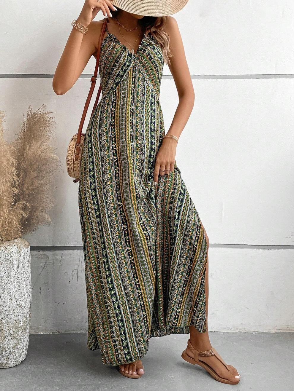 Lune London Women's Bohemian Maxi Dress with Straps