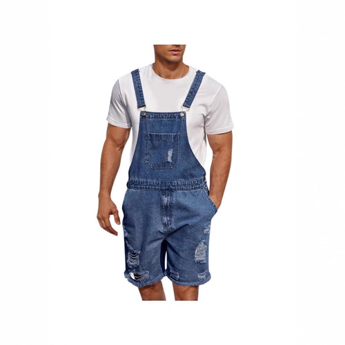 Men's denim overalls shorts in a casual design with patch pockets Amarae