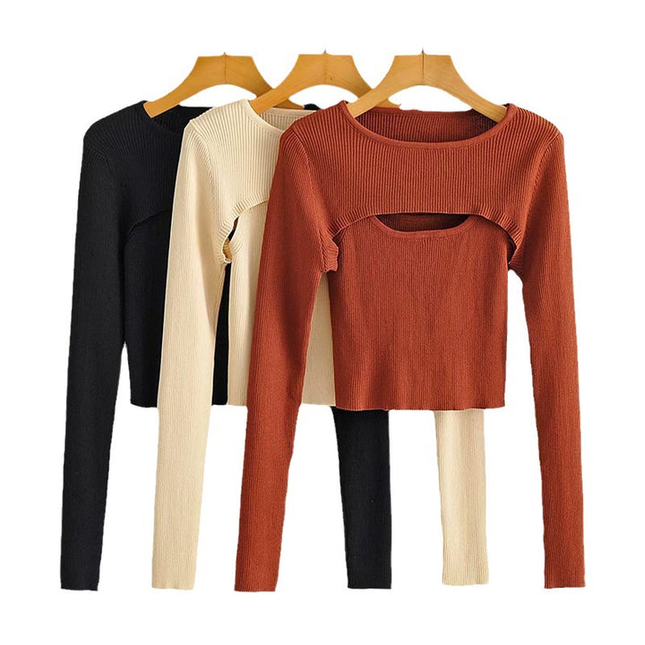 Crop Top à Manches Longues pour Femme avec Design Découpé Sophistiqué Chic & Stil