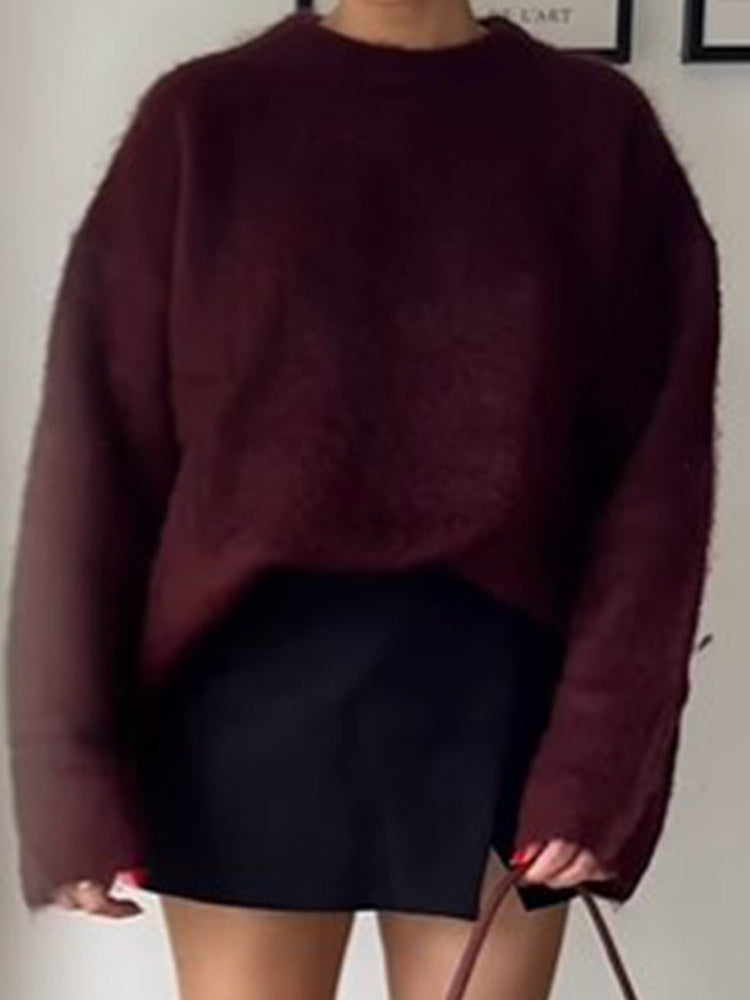 Women Oversized Sweater in Soft Mohair Blend Lune London