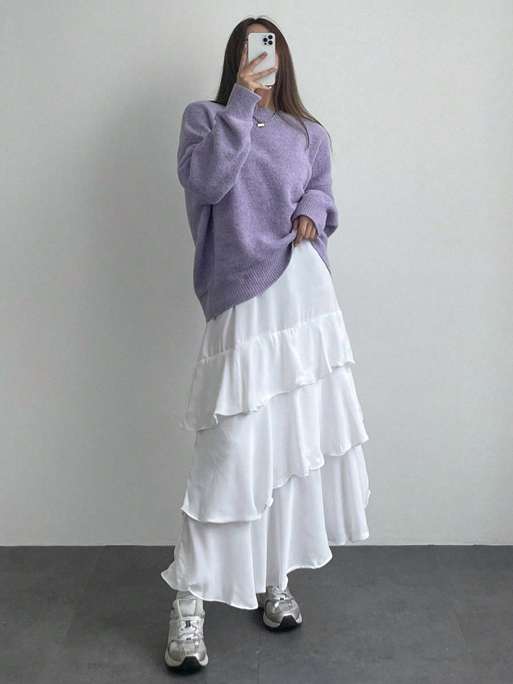 Pull en tricot épais pour femme avec une coupe décontractée et des manches volumineuses Chic & Stil