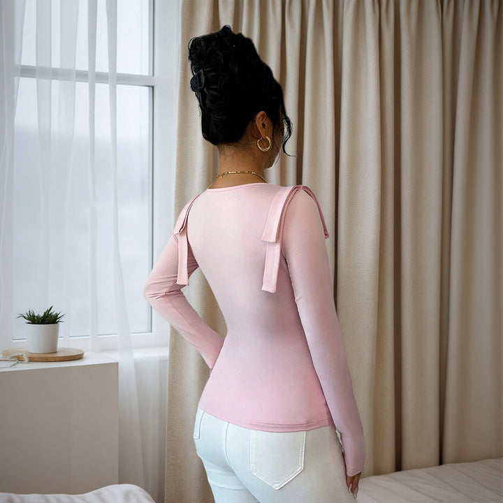 Haut ajusté à manches longues pour femme avec des éléments de volants décoratifs Chic & Stil