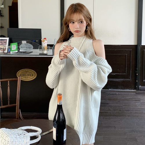 Robe tricotée pour femme avec look bardot et texture côtelée Chic & Stil