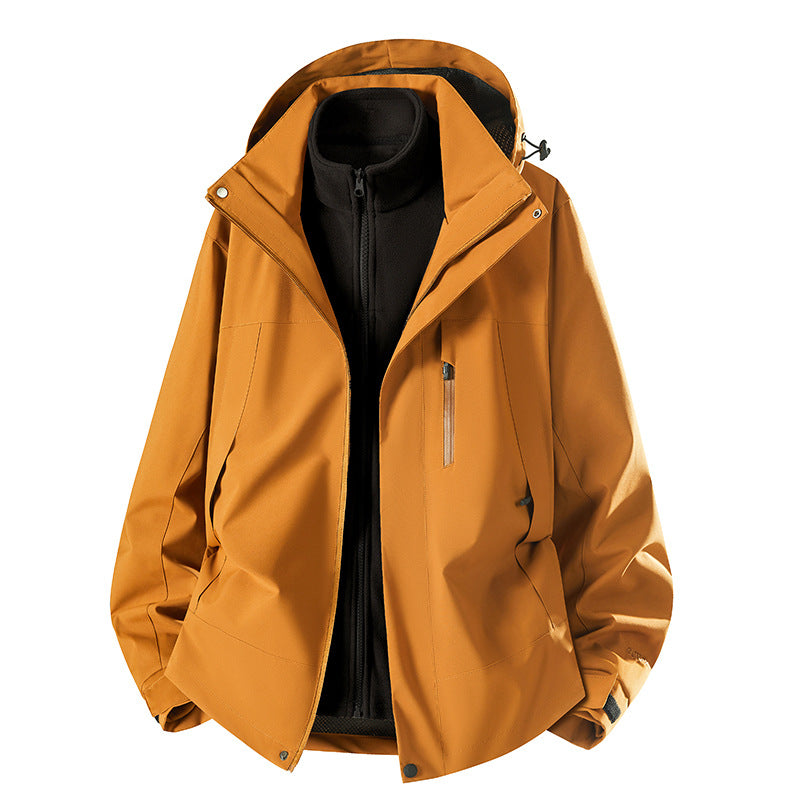 Men's Waterproof Softshell Rain Jacket with Fleece Lining and Adjustable Hood Amarae