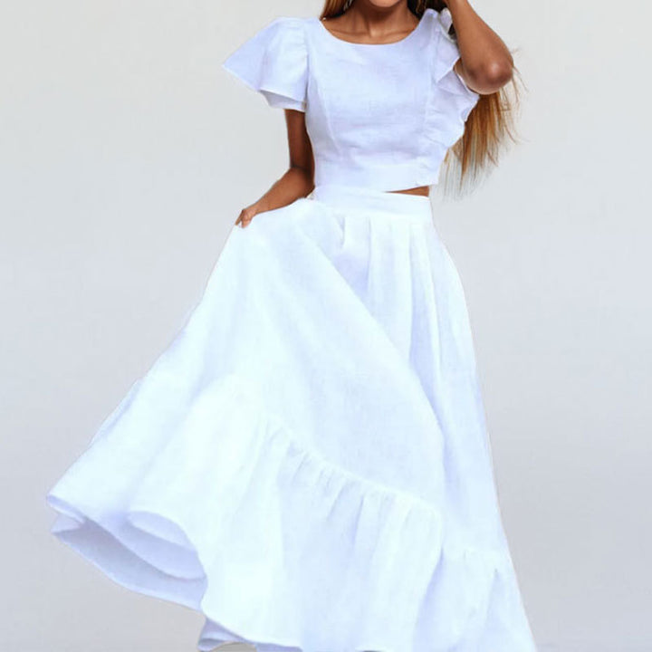 Ensemble Élégant Sage pour Femmes avec Ourlets Volants Chic & Stil