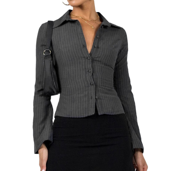 Women's Fitted Striped Shirt with Classic Collar Lune London