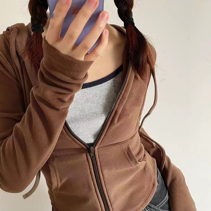 Ladies fashionable hoodie with practical zipper Chic & Stil