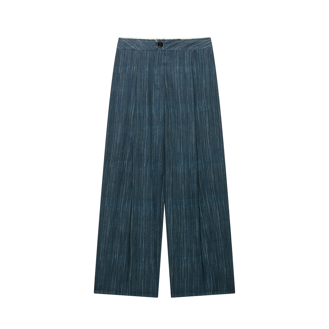Women's Wide High Waist Trousers with Pinstripes and Wide Leg Amarae