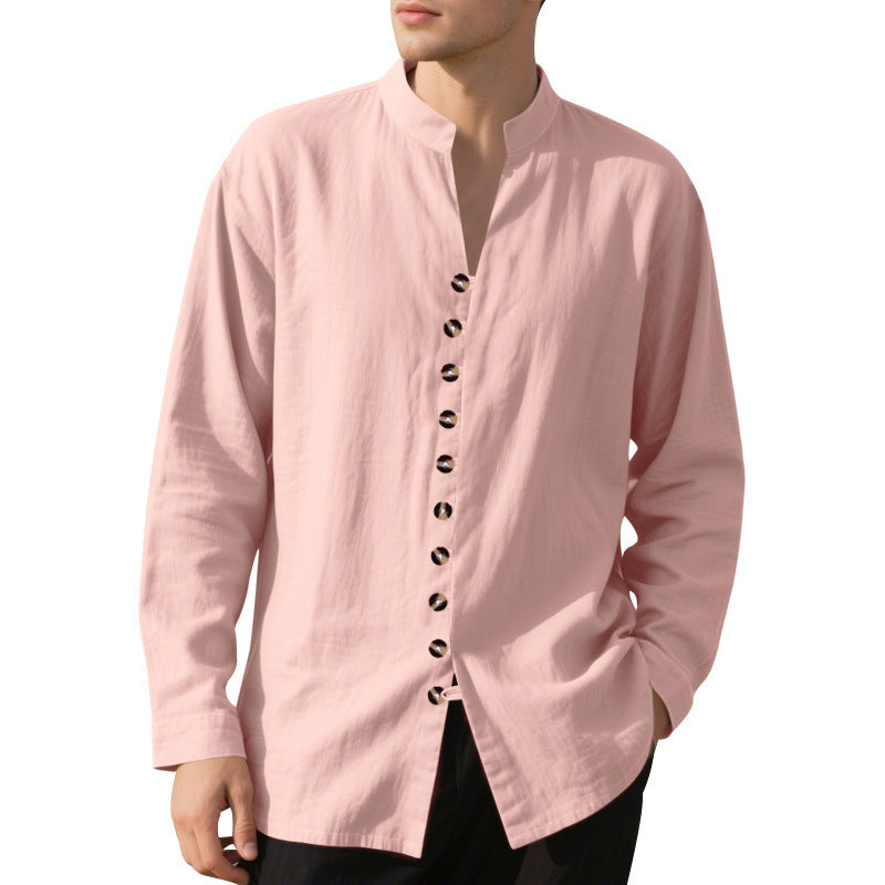 Casual long sleeve shirt for men with Henley collar and trendy buttons Lune London