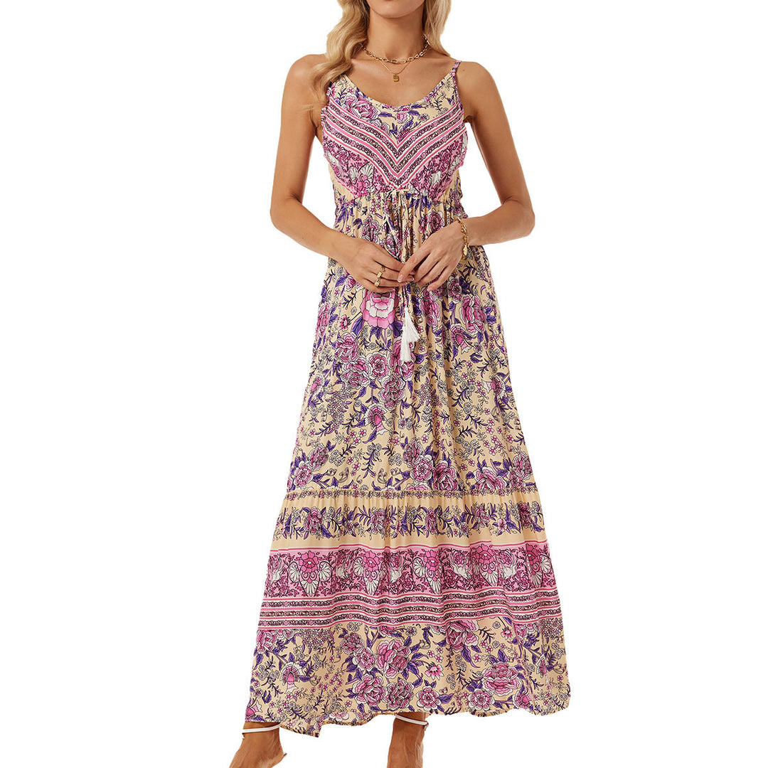 Maxi dress for women with floral print and adjustable straps Lune London