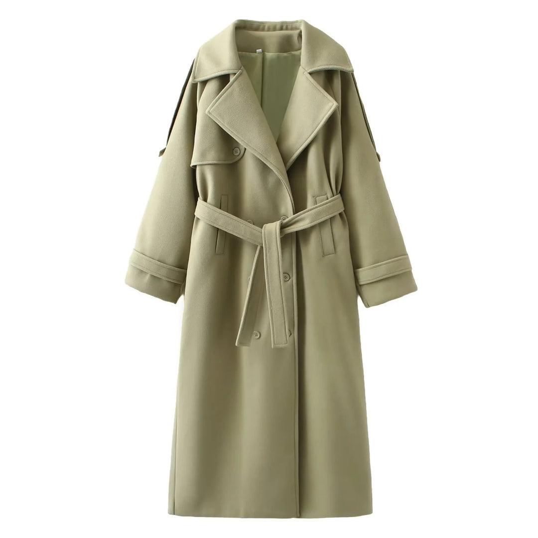 Women's Oversize Maxi Cocoon Coat made of Wool Blend with Extra Long Cuffs and Wide Shawl Collar Amarae