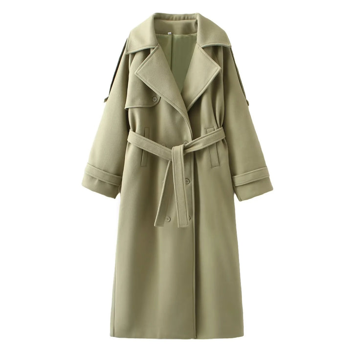 Women's Oversize Maxi Cocoon Coat made of Wool Blend with Extra Long Cuffs and Wide Shawl Collar Amarae