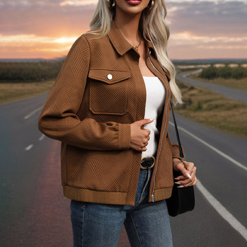 Striped overshirt jacket for women with buttons and front pockets Amarae