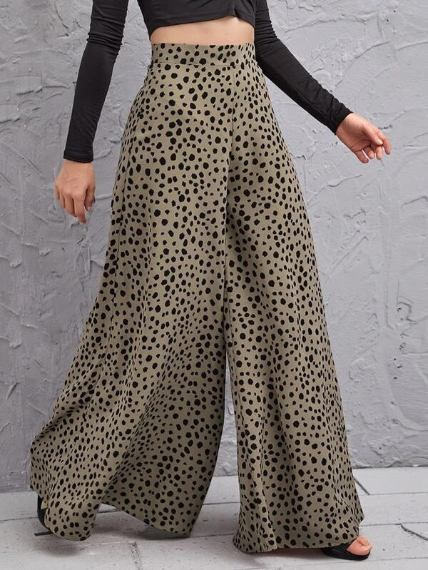 Wide palazzo pants for women with polka dot design Lune London