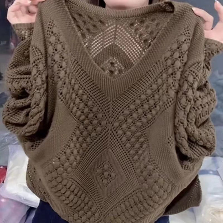 Sweater women with V-neck and modern textured pattern Lune London