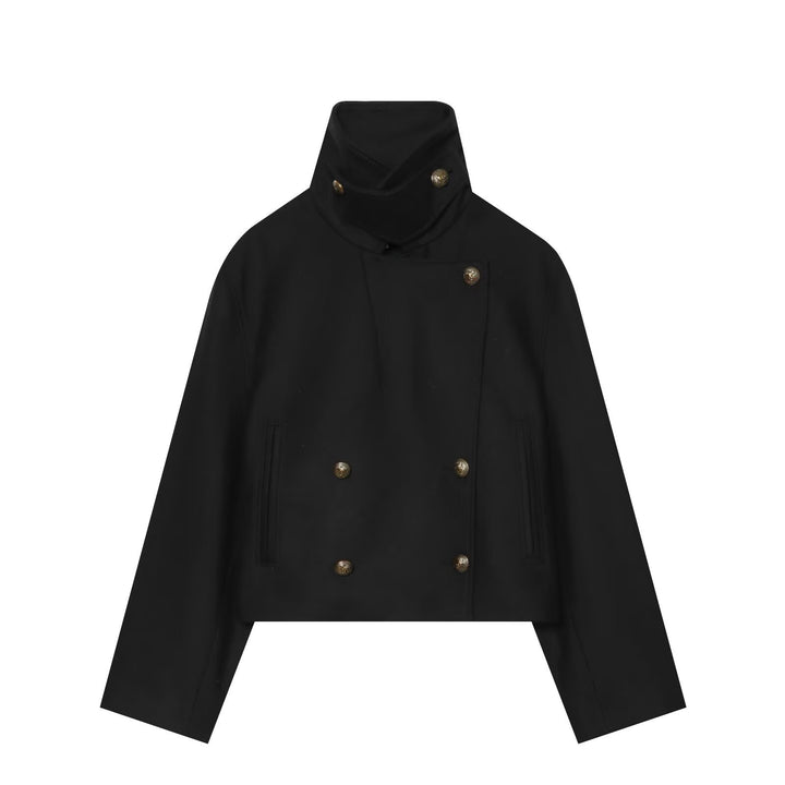 Women Short-cut maritime-inspired coat with high stand-up collar and double row Amarae
