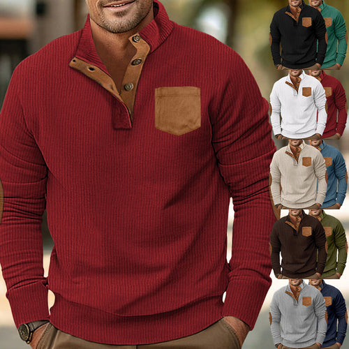 Men's Comfortable Sweater with High Collar and Contrasting Details Amarae