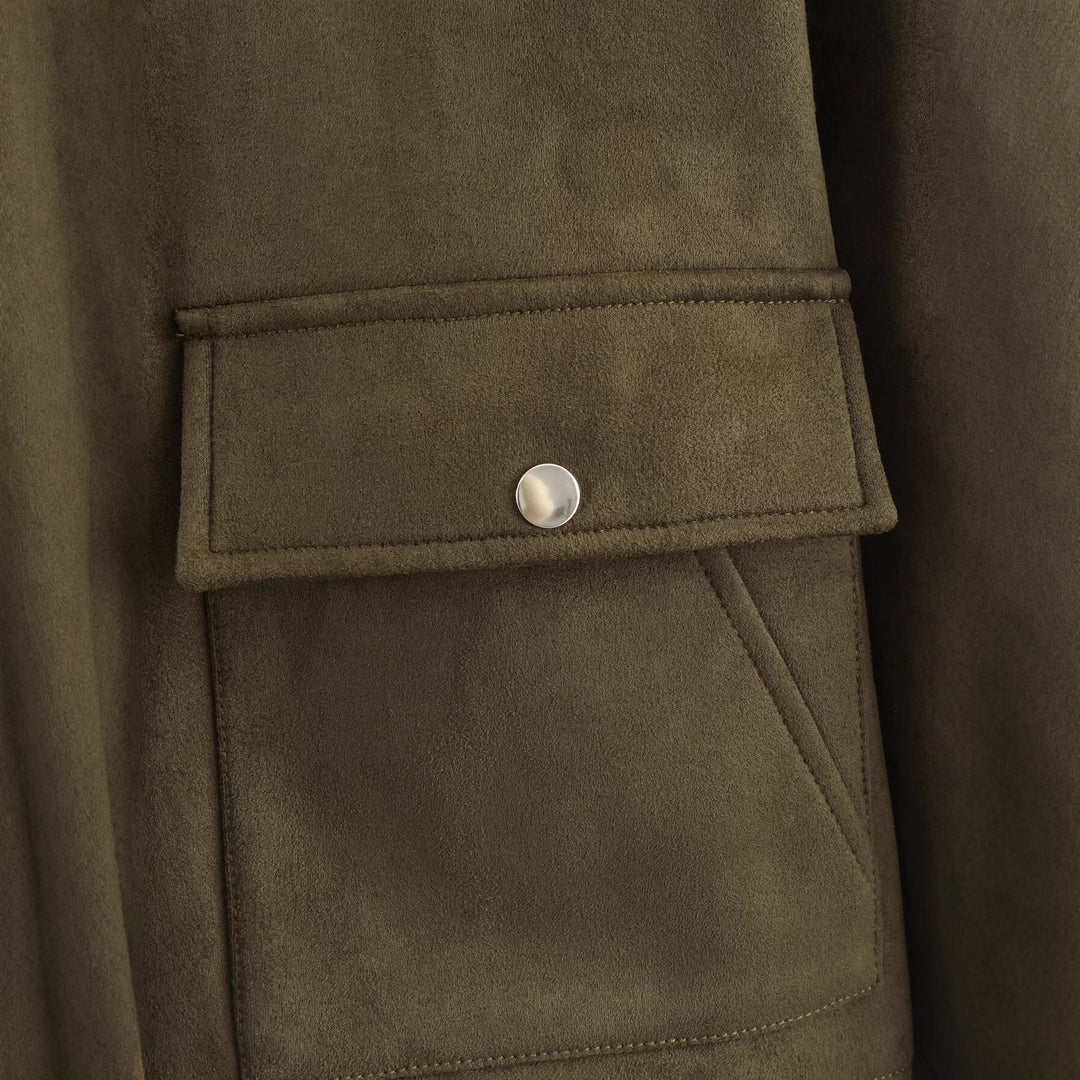 Short fashionable jacket for ladies in soft synthetic suede Lune London