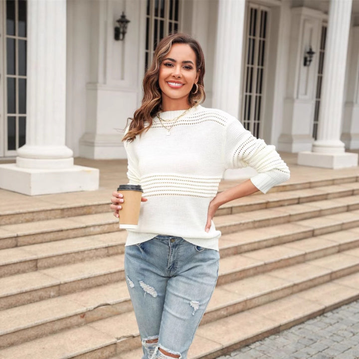 Classic knit sweater for women with a fine openwork pattern Lune London