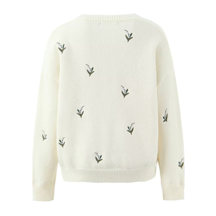 Cardigan for women with floral design and button placket Lune London