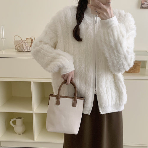 Veste bomber femme en peluche avec fermeture éclair et manches tombantes Chic & Stil
