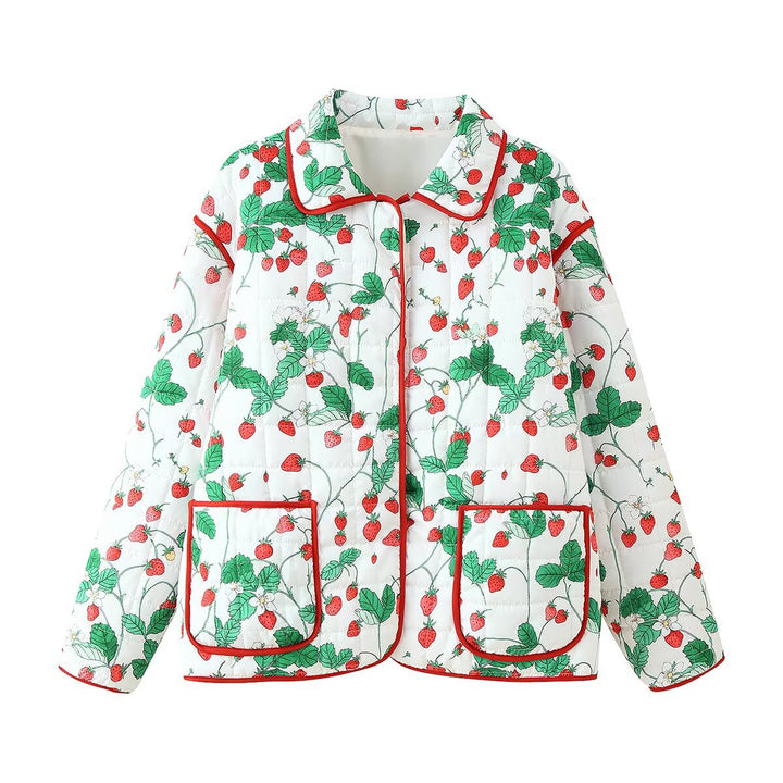 Ladies padded jacket with strawberry pattern Lune London