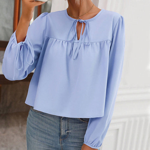 Blouse woman with decorative tie and relaxed fit Chic & Stil