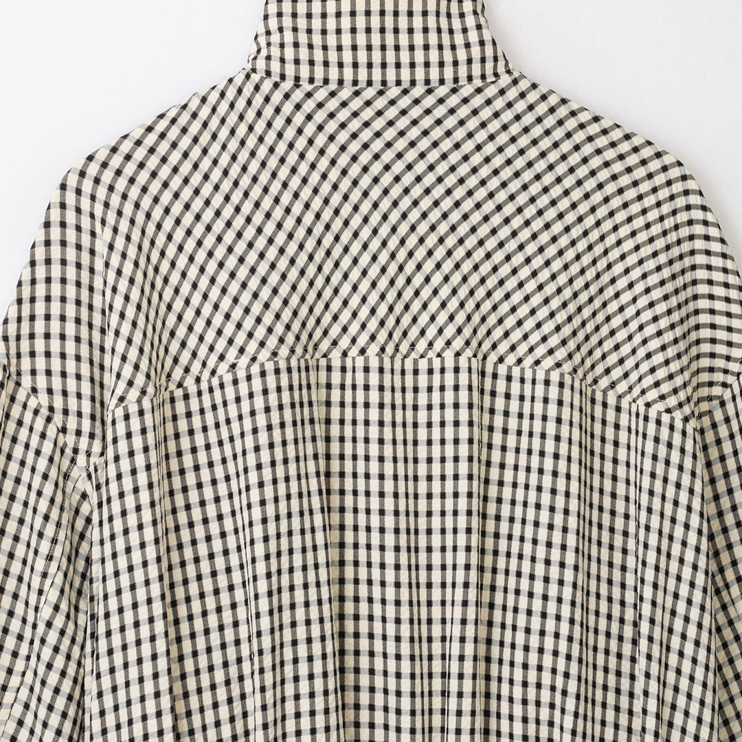 Women's checked overshirt with stand-up collar and boxy cropped silhouette Amarae