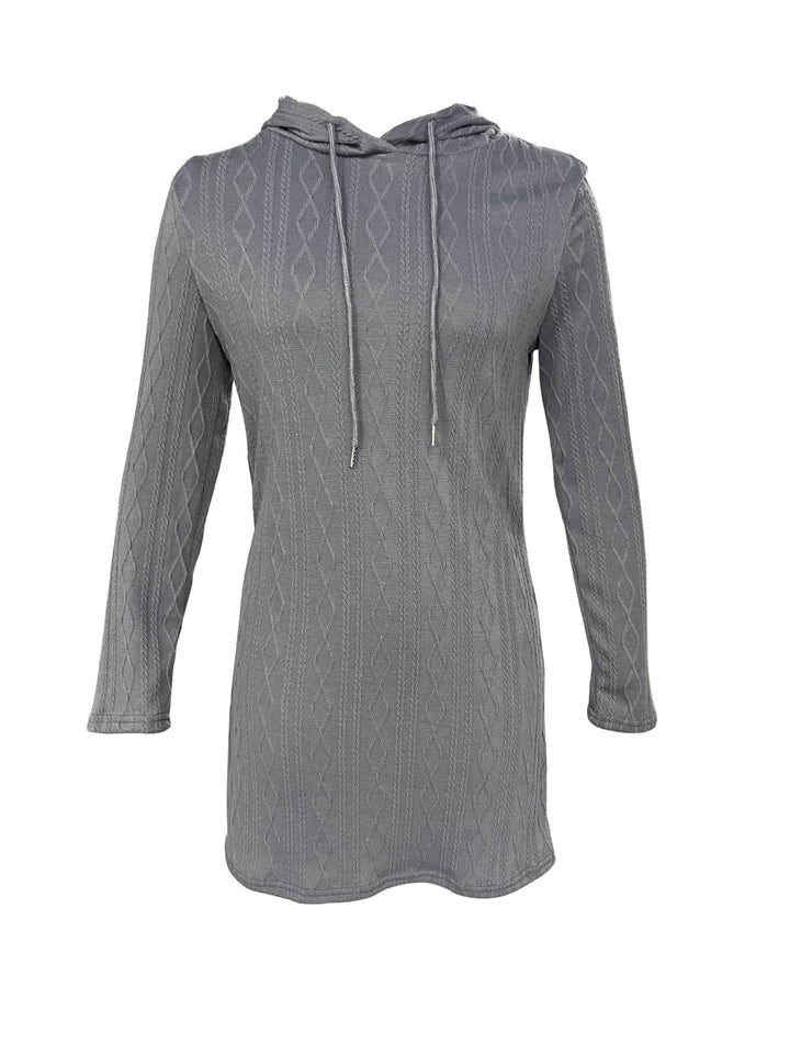 Hooded dress for women with textured knitted pattern and relaxed fit Lune London