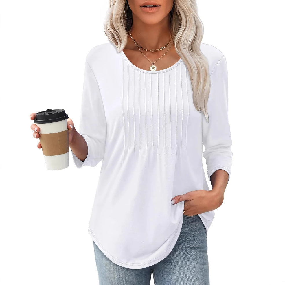 Ladies elegant long sleeve shirt with gathers Lune London